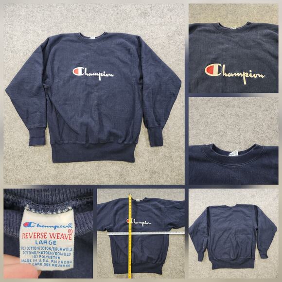 VTG 90s Champion Reverse Weave Sweatshirt Mens Large Embroidered